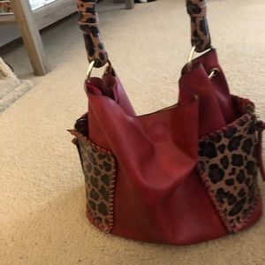 Red leopard purse